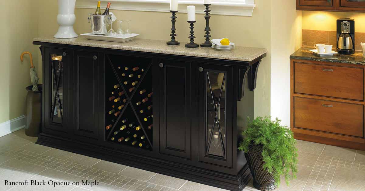 Bancroft Wine Cabinet with Black Opaque on Maple Wood